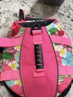 Pink Floral Dog Life Jacket.